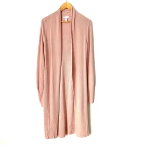 Leith Long Blush Pink Long Cardigan with Side Slits- Size XS