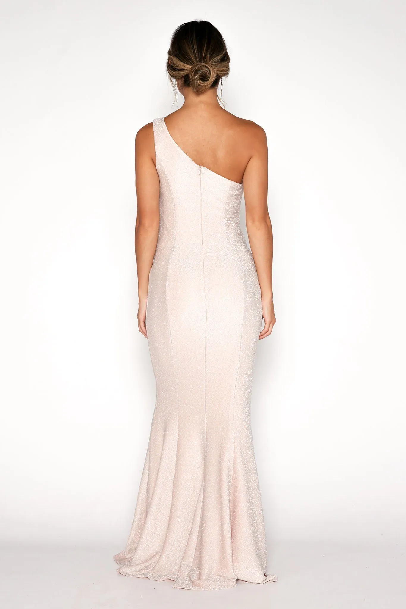 Lena One Shoulder Maxi Column Dress - Champagne