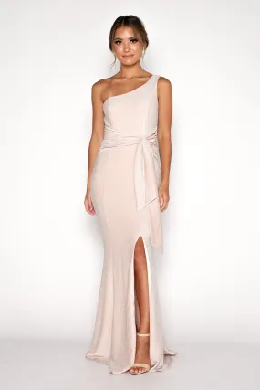 Lena One Shoulder Maxi Column Dress - Champagne