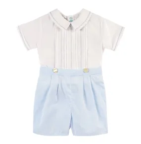 Light Blue/White Feather Stitch Bobby Suit - Select Size