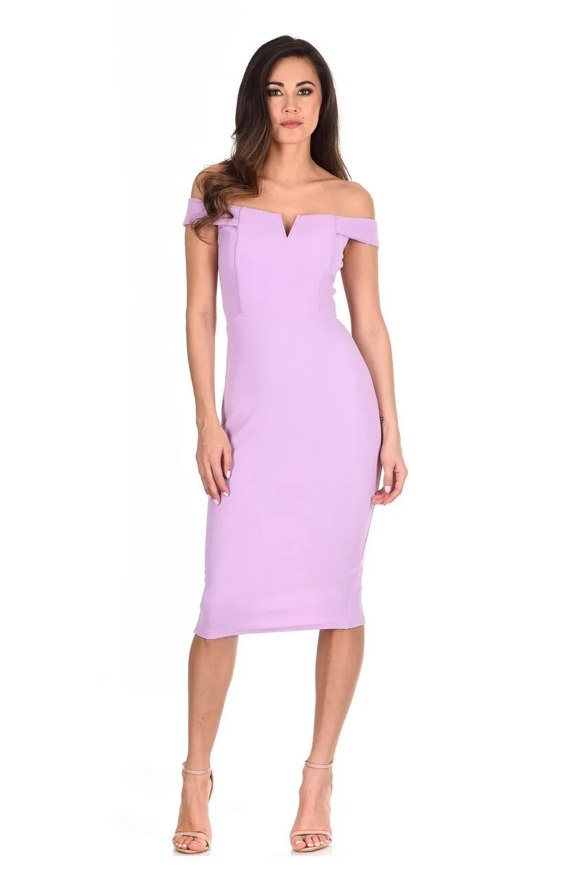 Lilac Bardot Bodycon Dress