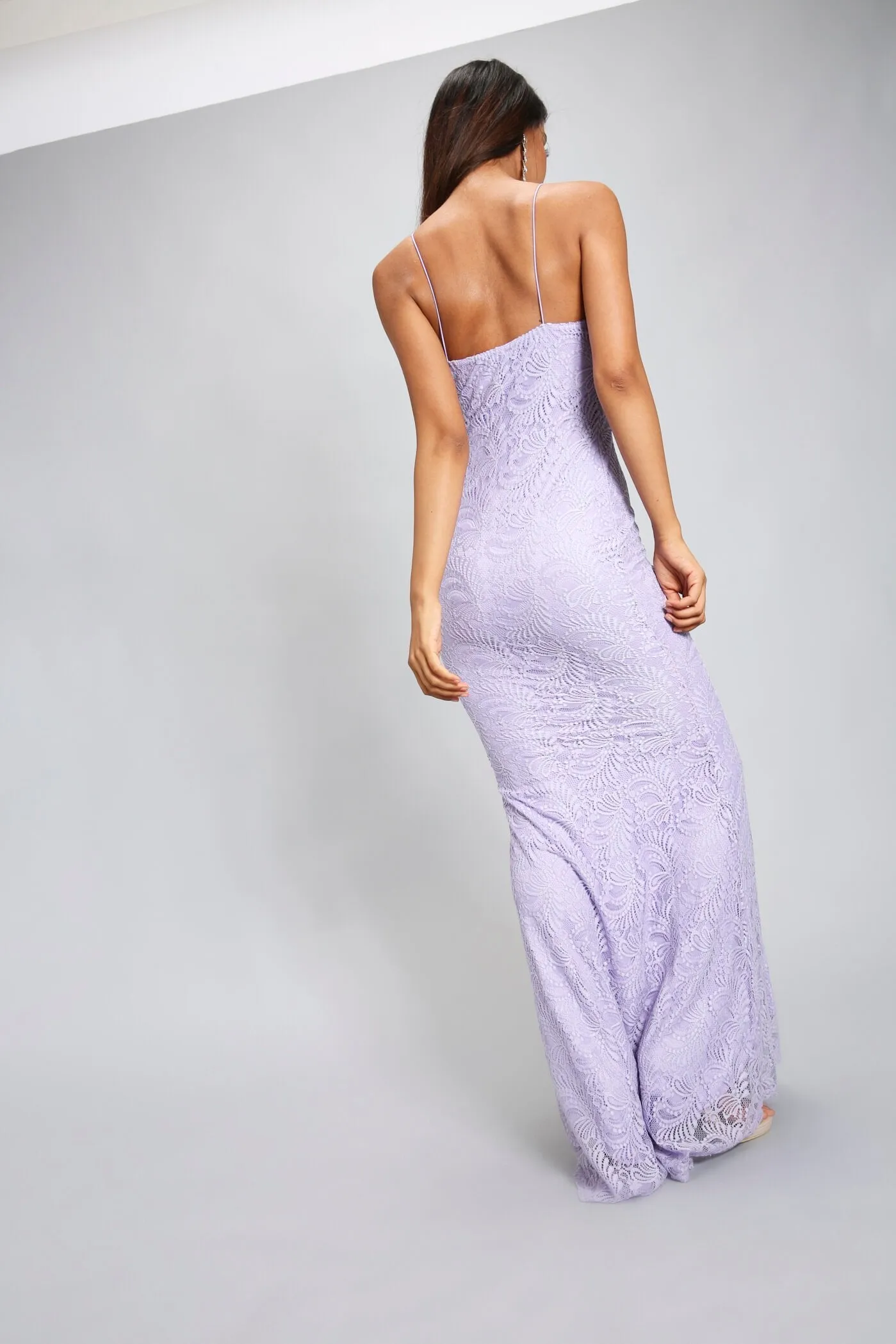 Lilac Lace Fishtail Maxi Dress