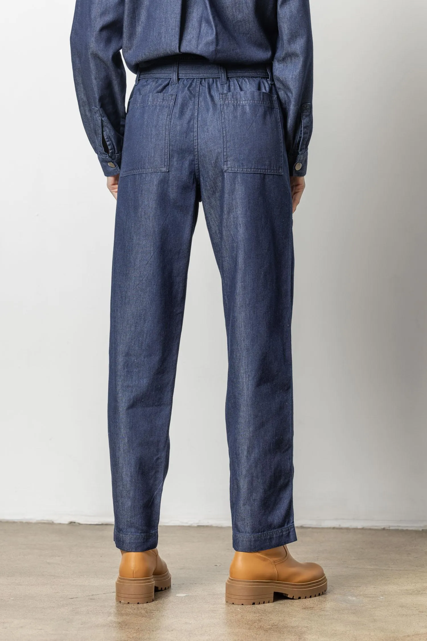 Lilla P Denim Belted Pant Dark Wash