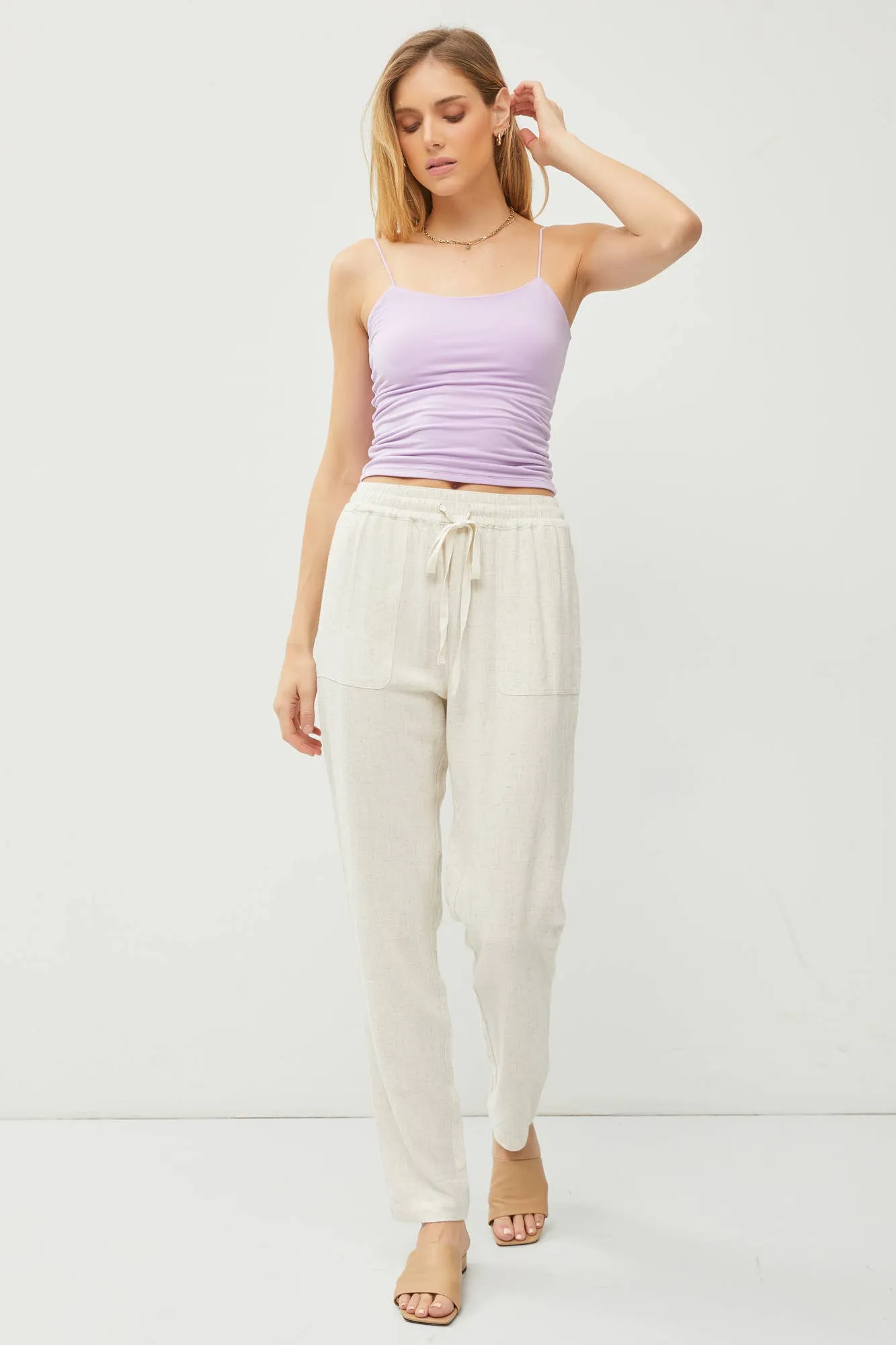 LINEN DRAWSTRING JOGGERS | NATURAL