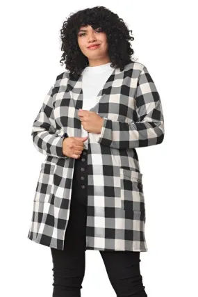 Long Buffalo Plaid Open Cardigan