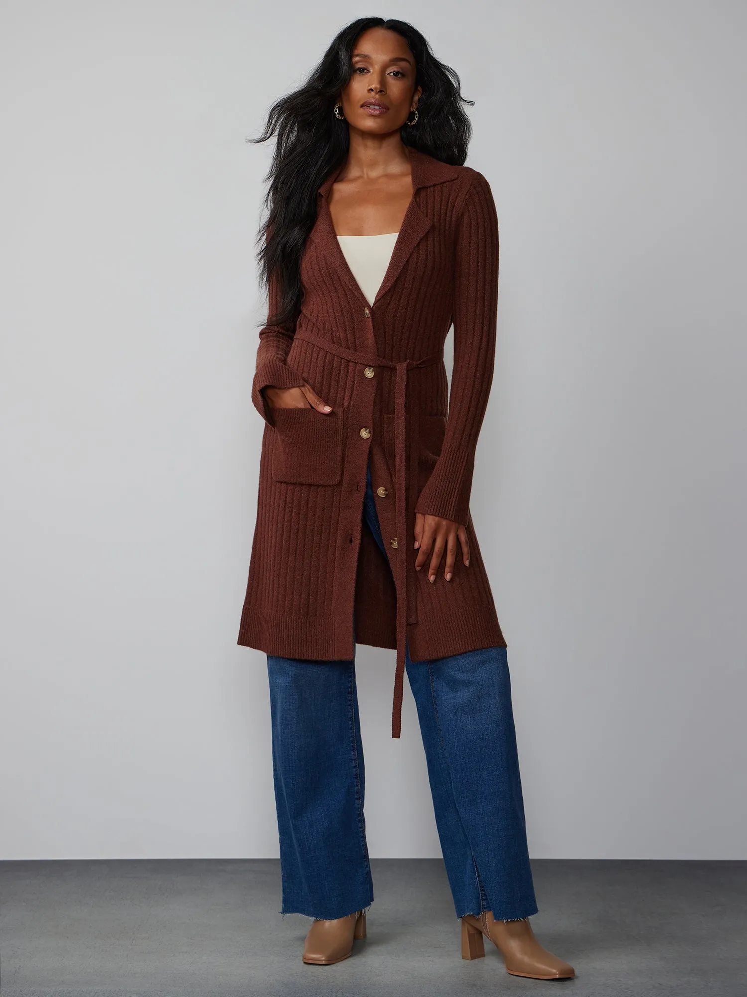 Long Sleeve Tie Waist Cardigan