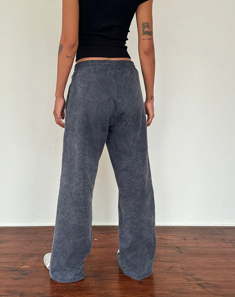 Loose Jogger in Black Wash with Off White 'MOTEL' Embroidery