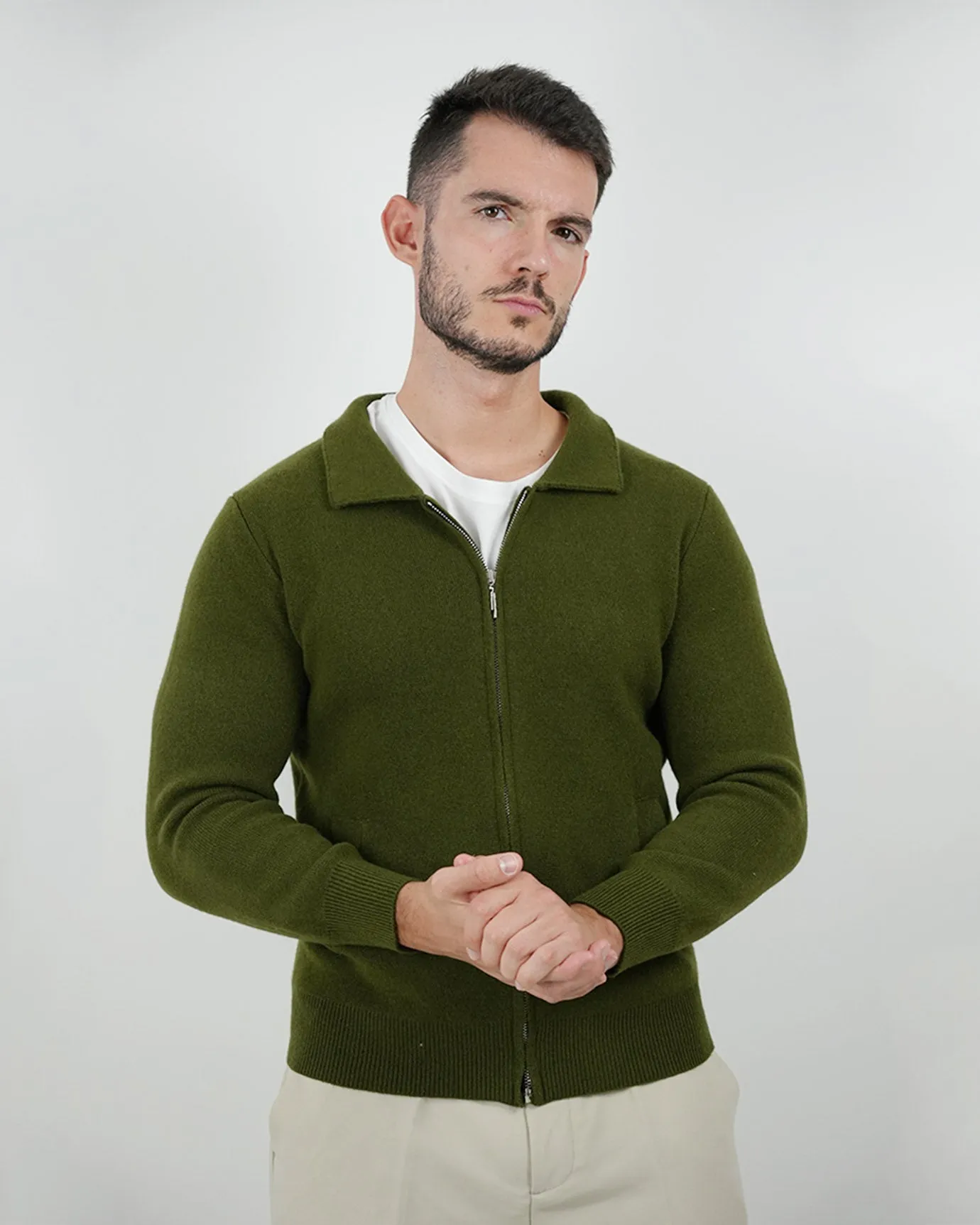 LOVAU Cashmere Blend Cardigan Jacket - Green