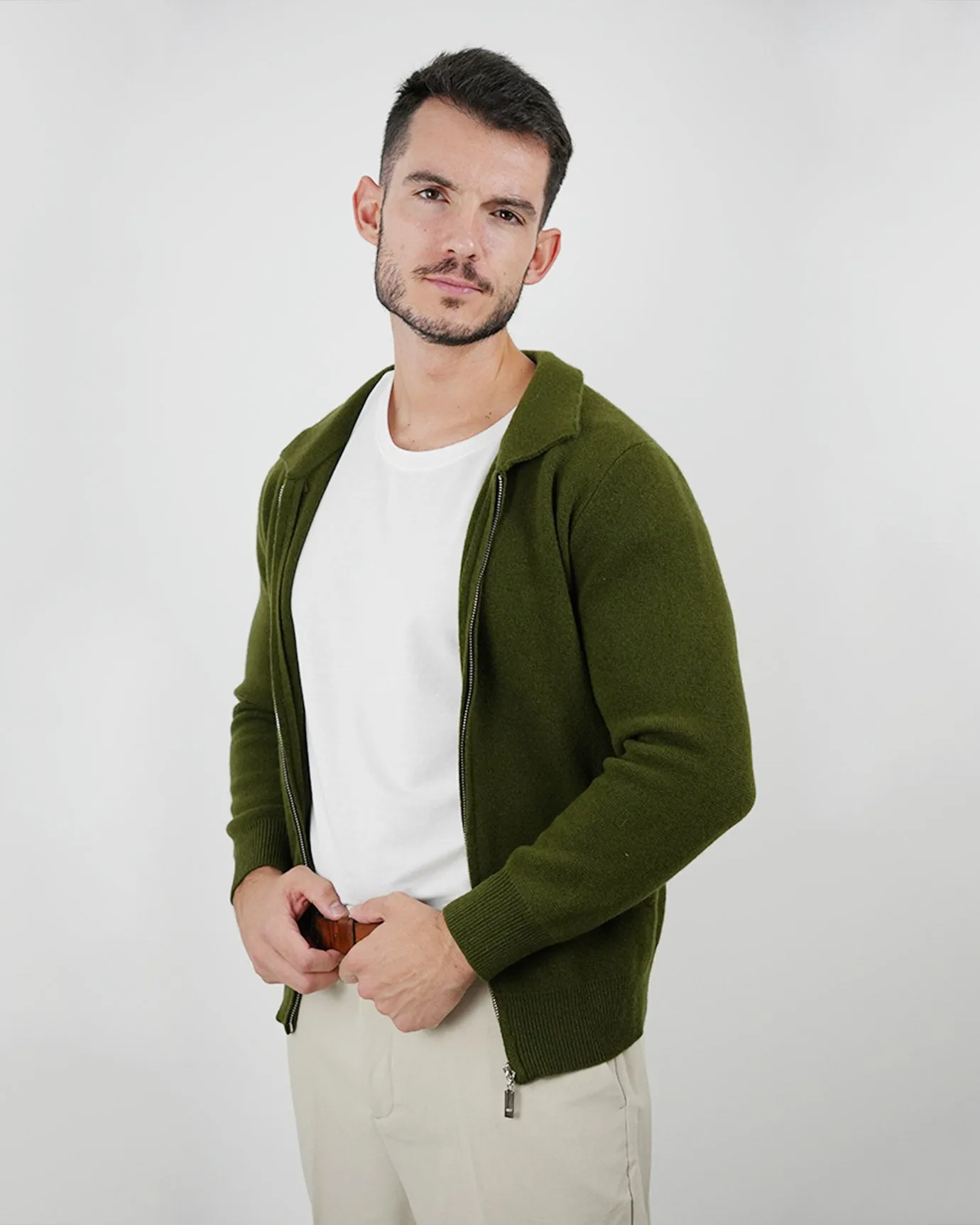 LOVAU Cashmere Blend Cardigan Jacket - Green