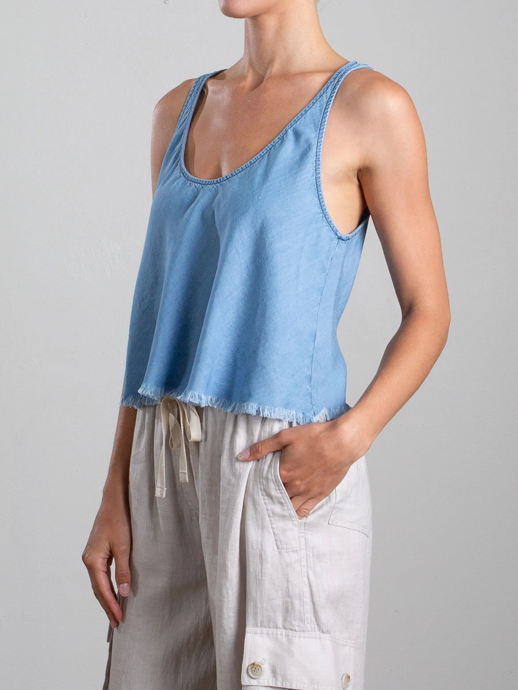 Maggie Tank in Chambray - Light Wash