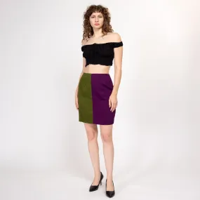 Medium 90s Green & Purple Color Block Mini Skirt