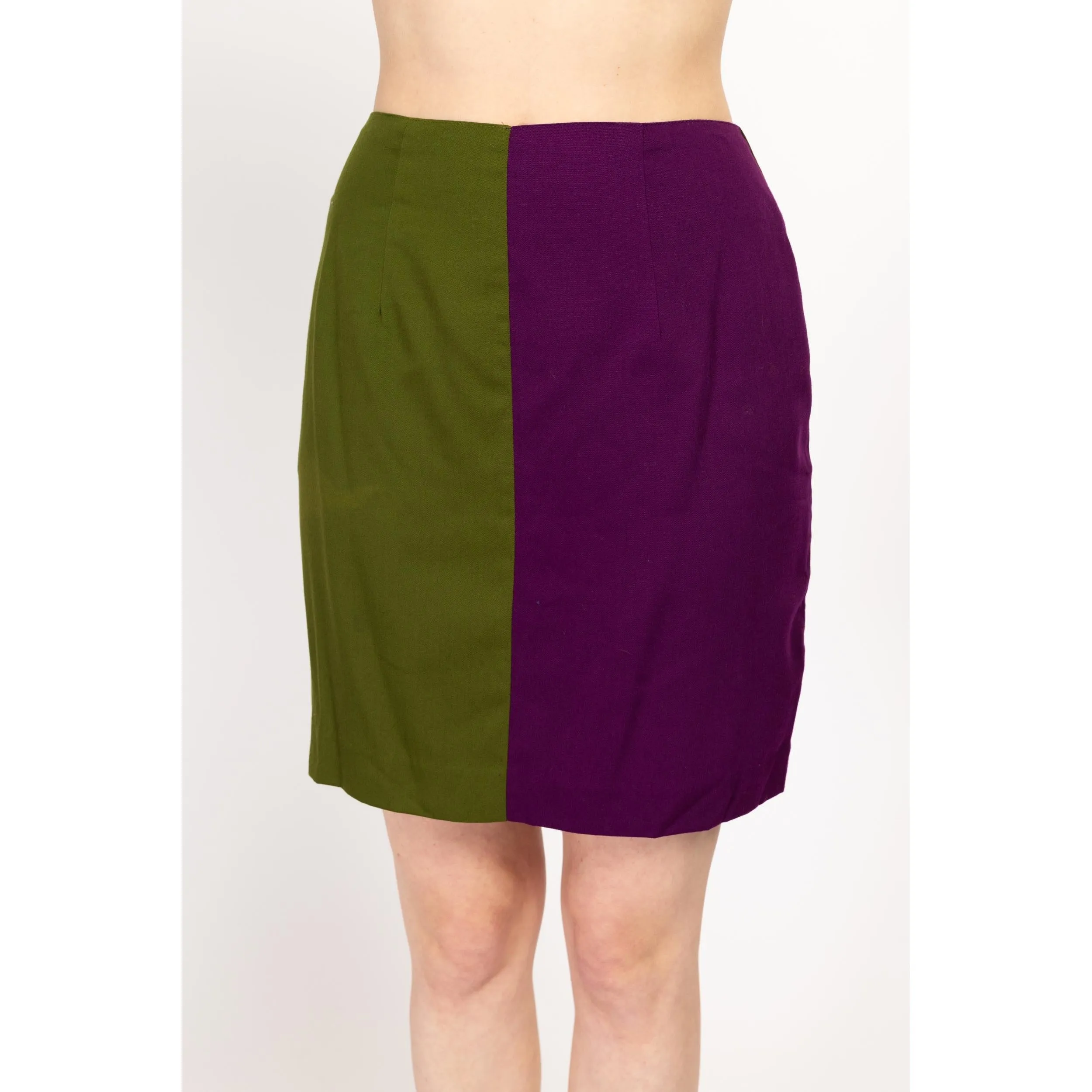 Medium 90s Green & Purple Color Block Mini Skirt