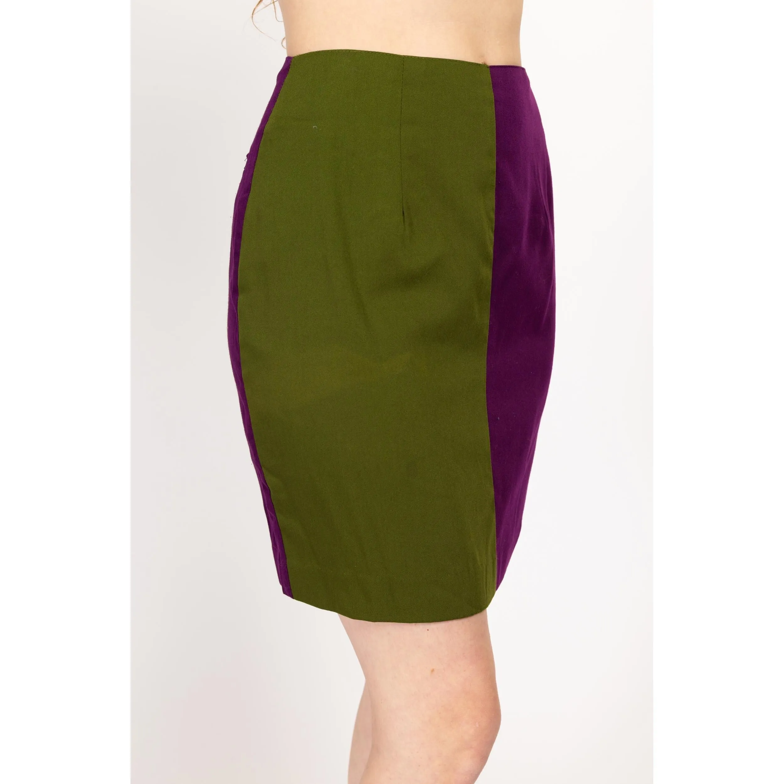 Medium 90s Green & Purple Color Block Mini Skirt