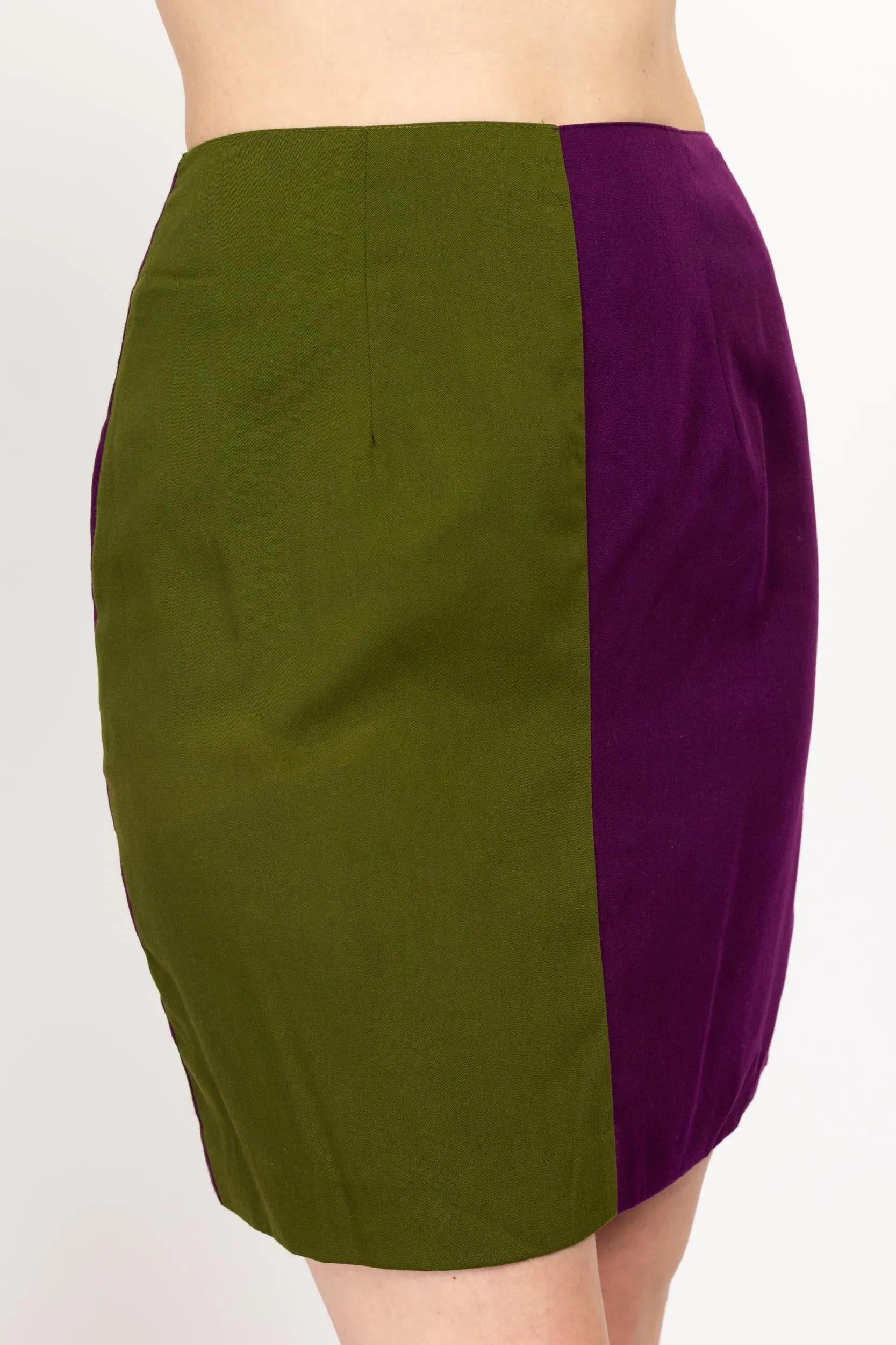 Medium 90s Green & Purple Color Block Mini Skirt