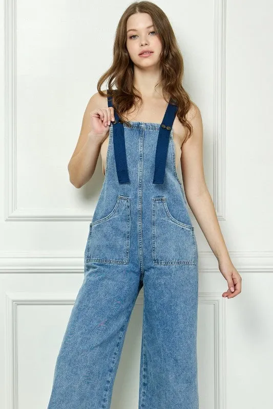 Medium Wash Denim Utility Belt Overall