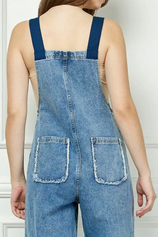 Medium Wash Denim Utility Belt Overall