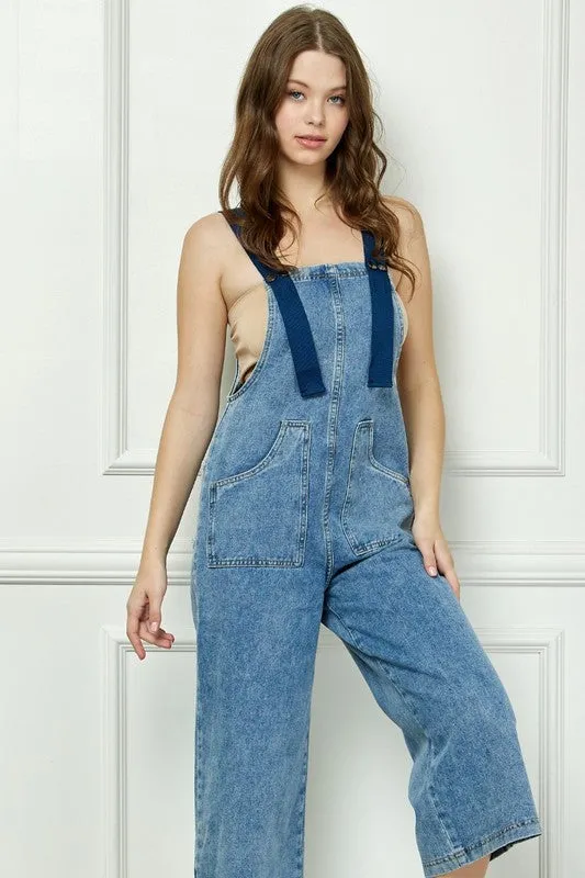 Medium Wash Denim Utility Belt Overall