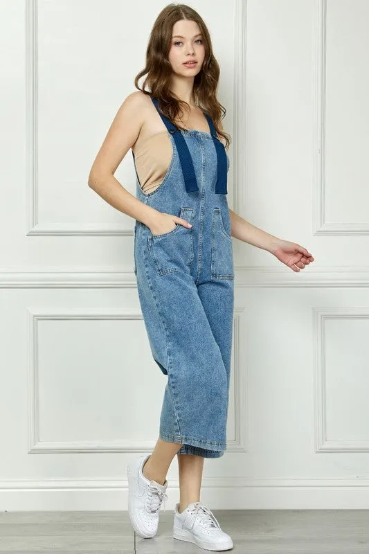 Medium Wash Denim Utility Belt Overall