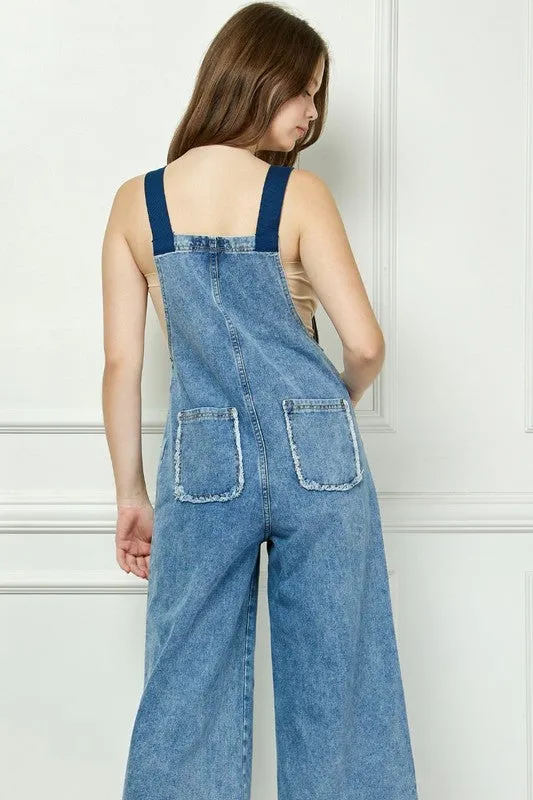 Medium Wash Denim Utility Belt Overall