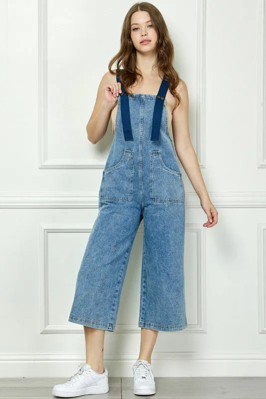 Medium Wash Denim Utility Belt Overall