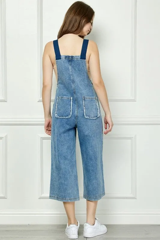 Medium Wash Denim Utility Belt Overall