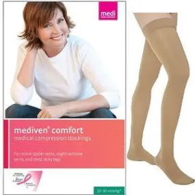 Mediven Comfort Thigh-High with Silicone Band, 30-40. Petite, Closed, Natural, Size 2