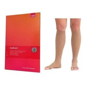 Mediven Forte Calf with Silicone Border, 40-50, Extra Wide Calf, Open, Caramel, Size 4