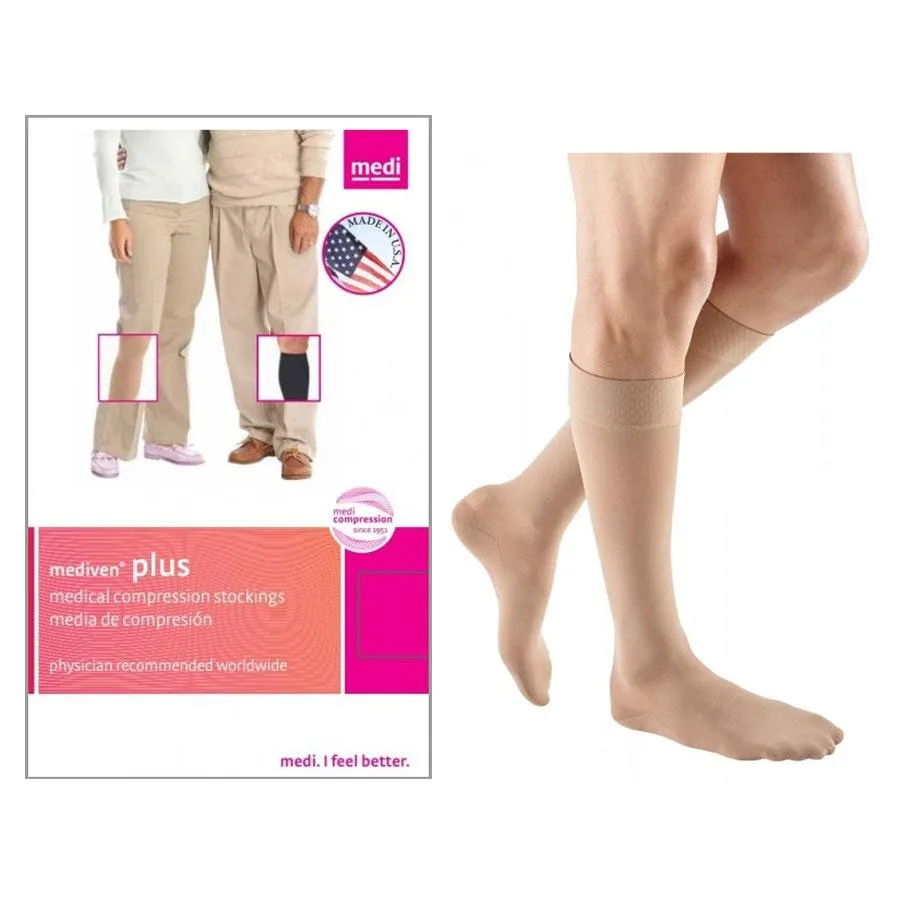 Mediven Plus Calf with Silicone Band, 20-30, Closed, Beige, Size 5