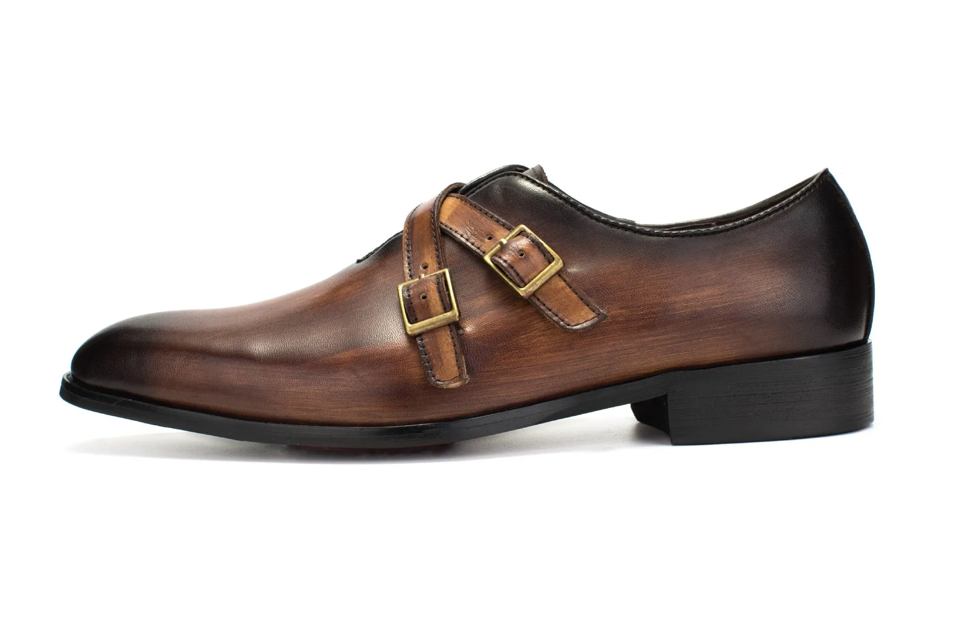 Men Pointed Toe Monk Strap Formal Shoes