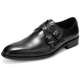 Men Pointed Toe Monk Strap Formal Shoes