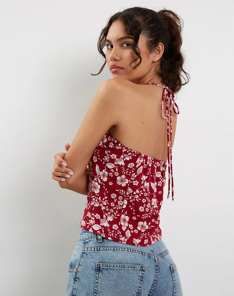 Metra Twist Front Top in Berry Blush Floral