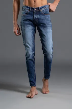 Mid Rise Skinny Denim Jeans (Blue)