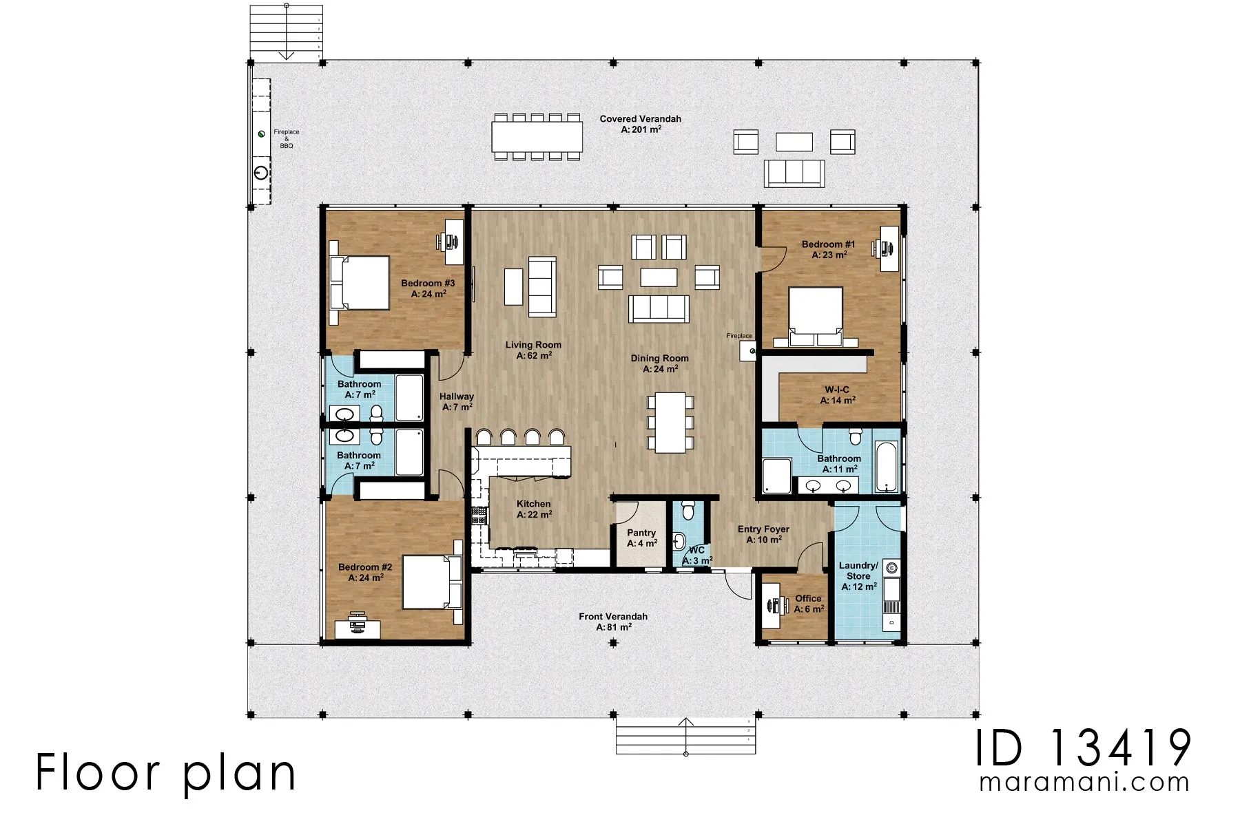 Minimalist 3 Bedroom house plan - ID 13419