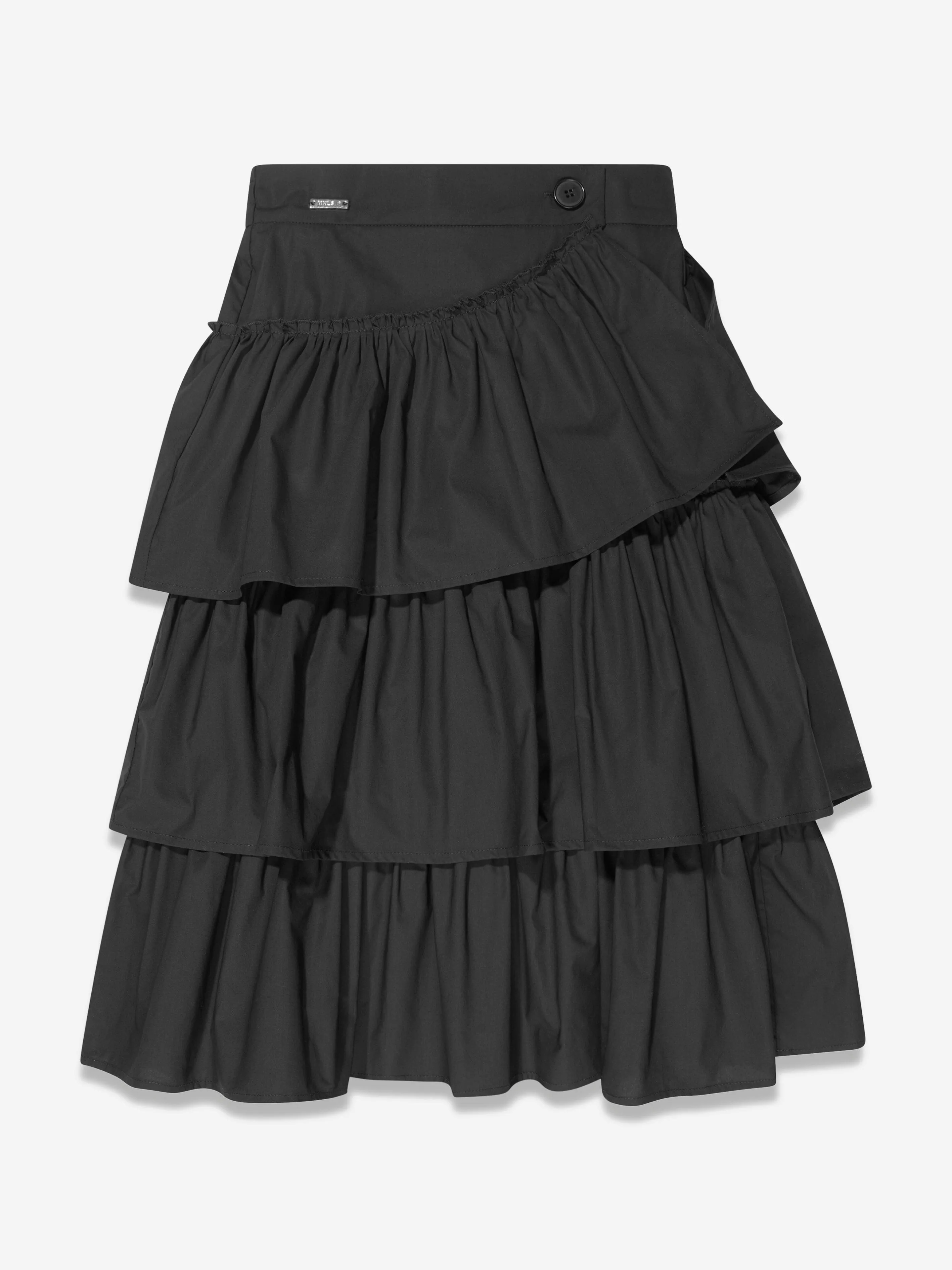 Monnalisa Girls Ruffled Maxi Skirt in Black