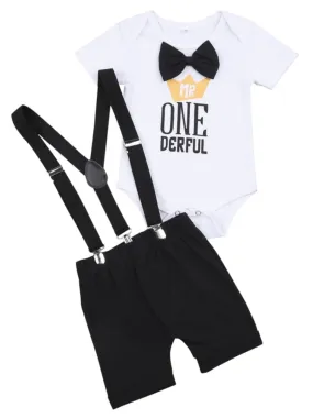 Mr ONE Derful Romper, Shorts and Suspenders #200082