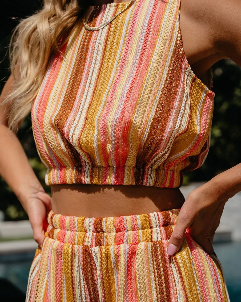 Multi Pink Stripe Crochet Tank Top - FINAL SALE