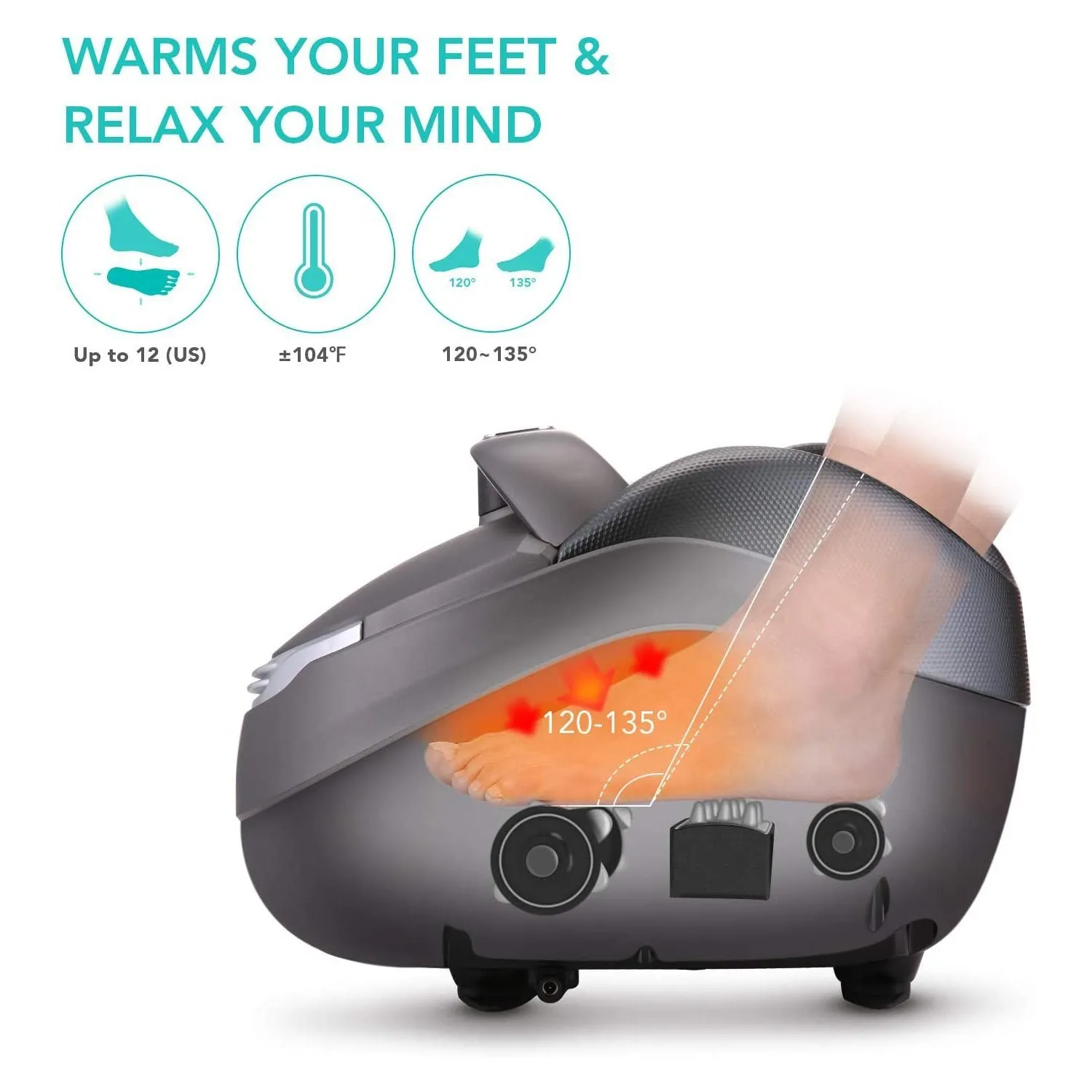 Naipo Foot Massager Shiatsu Foot Massage Machine Luxury Feet Massager Deep Kneading Massage with Tapping, Rolling, Air Compression, Heat and Adjustable Intensity Scraping for Plantar Fasciitis