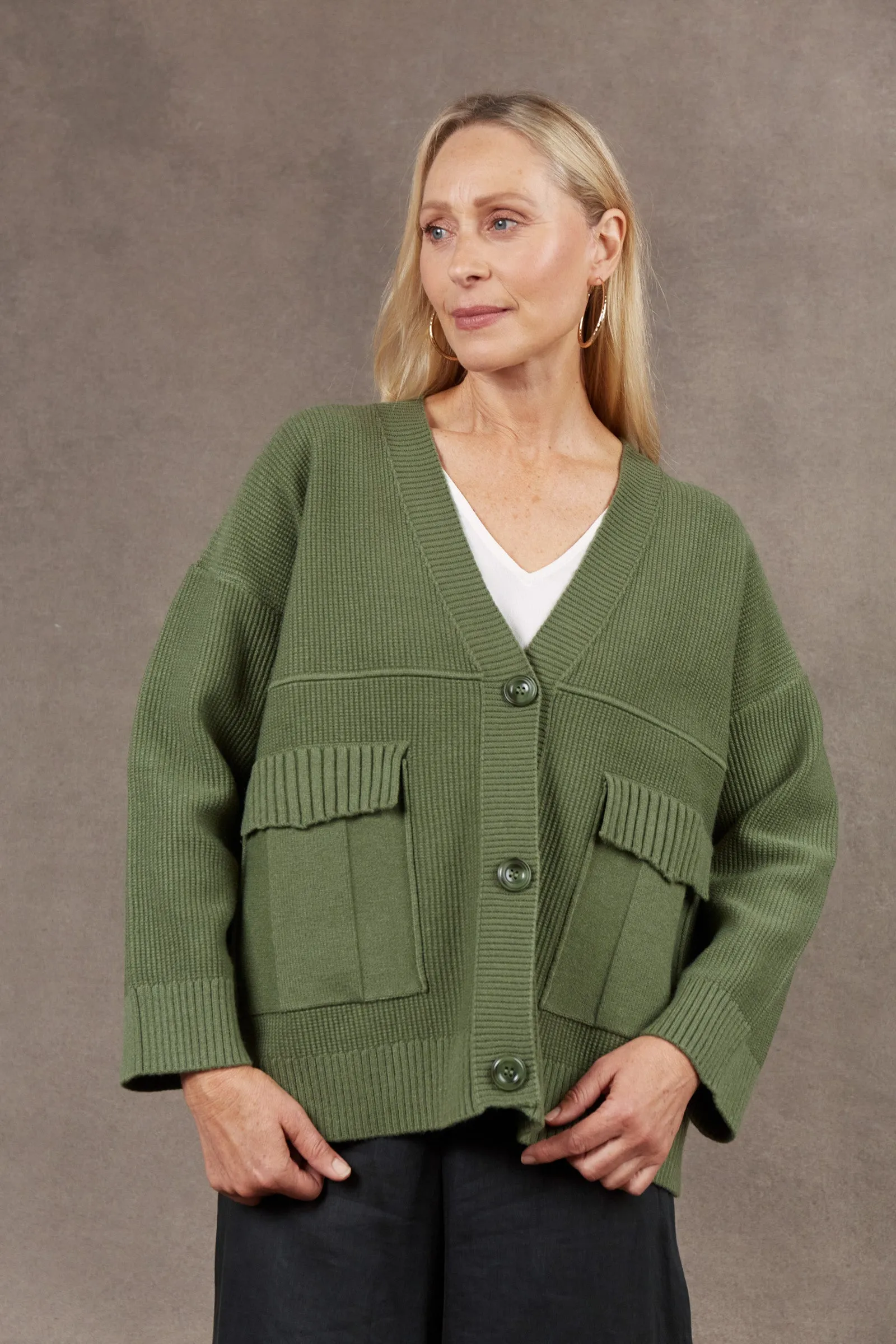 Nakako Pocket Cardigan - Moss