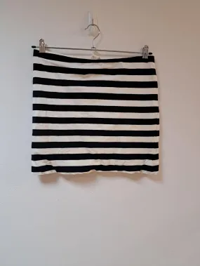 Navy blue and white striped mini pencil skirt, H&M, Size 14