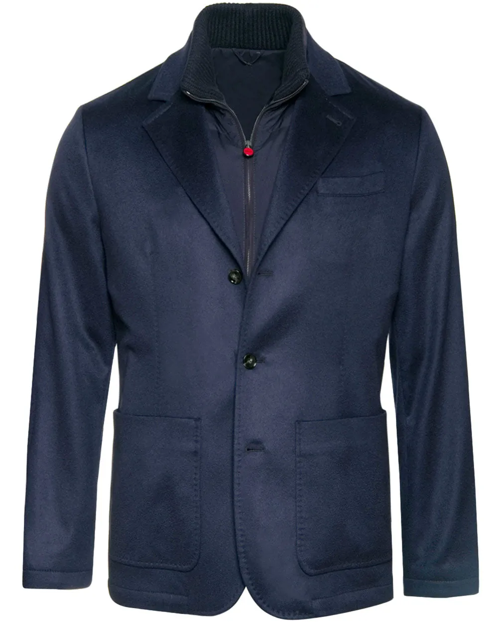 Navy Cashmere Jacket with Removable Puffer Vest