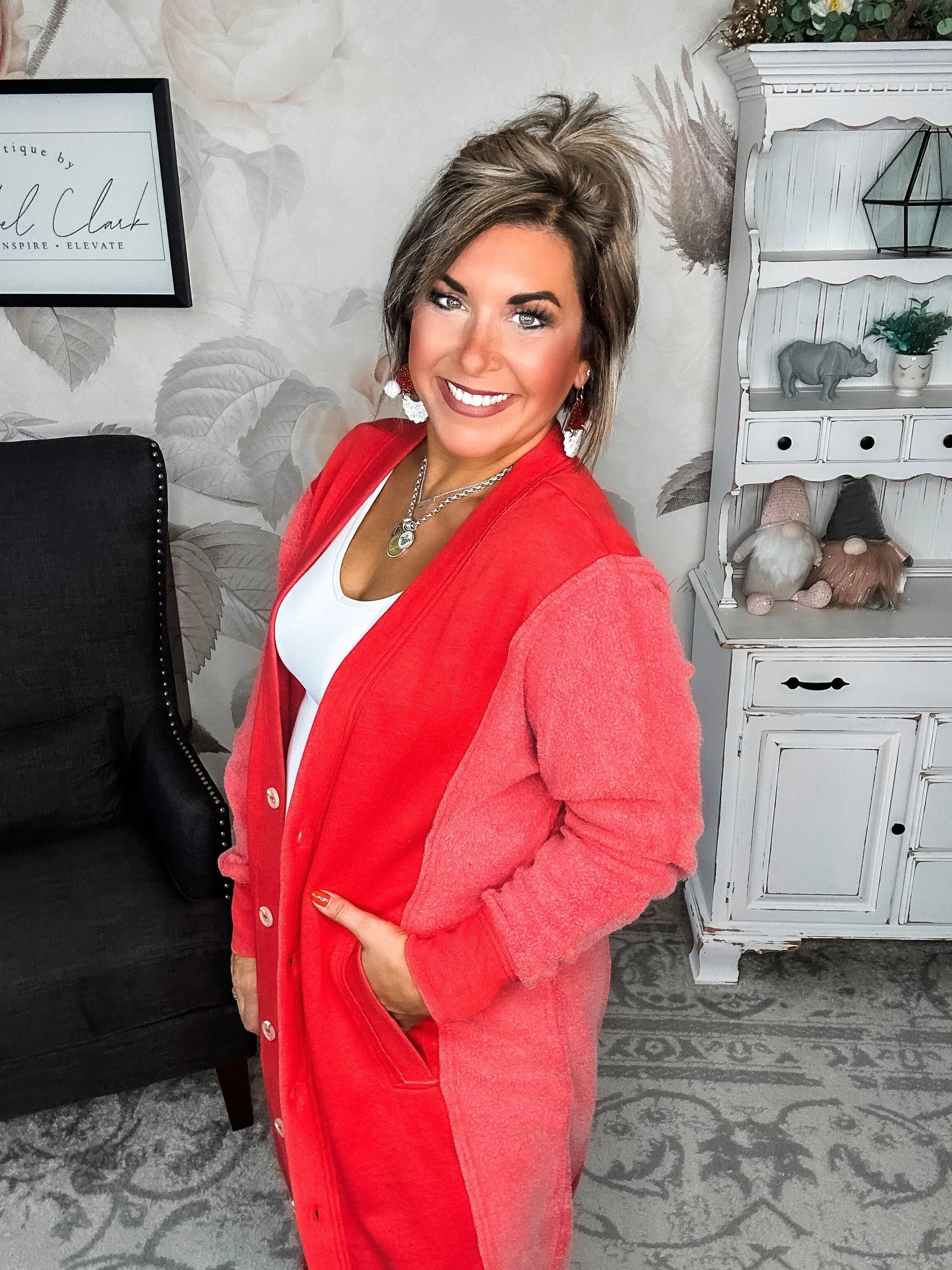 New Desire Sweatshirt Cardigan - Red