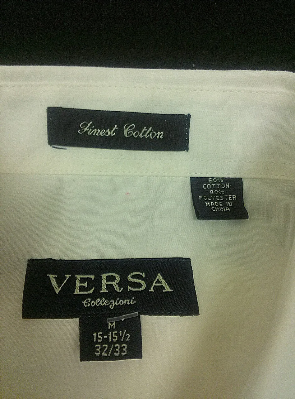 New- Versa White Broadcloth Dress Shirt- Size M