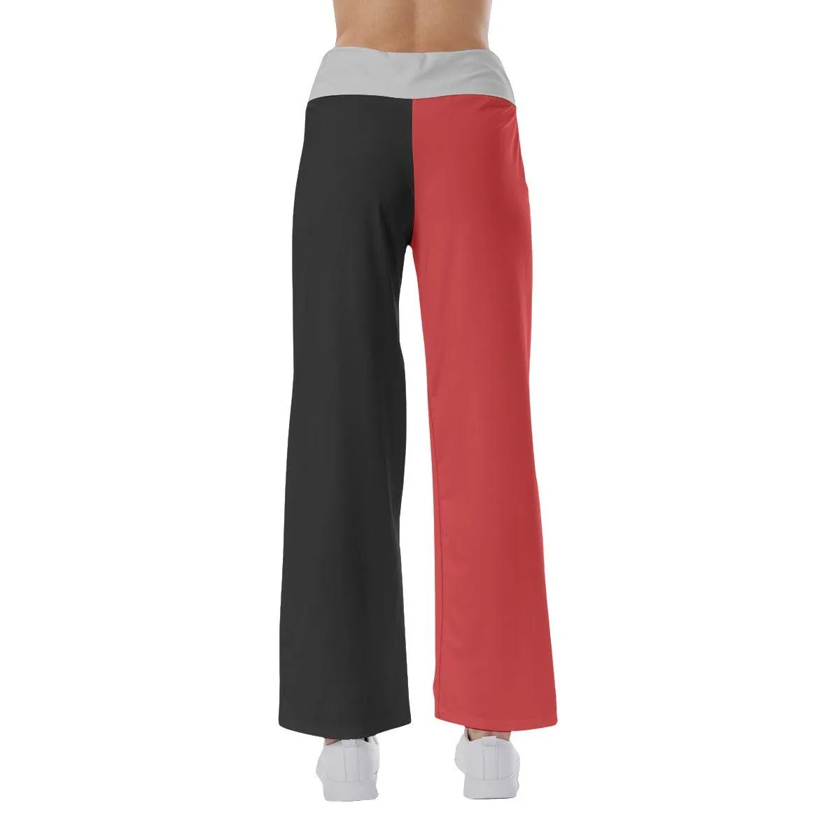 Nightmare Face Smile Half Red Black High-waisted Wide Leg Pants