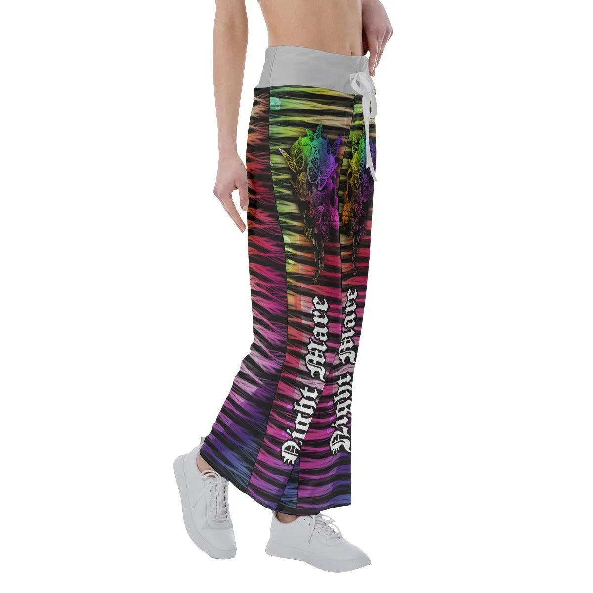 Nightmare Skull Butterfly Rainbow High-waisted Wide Leg Pants