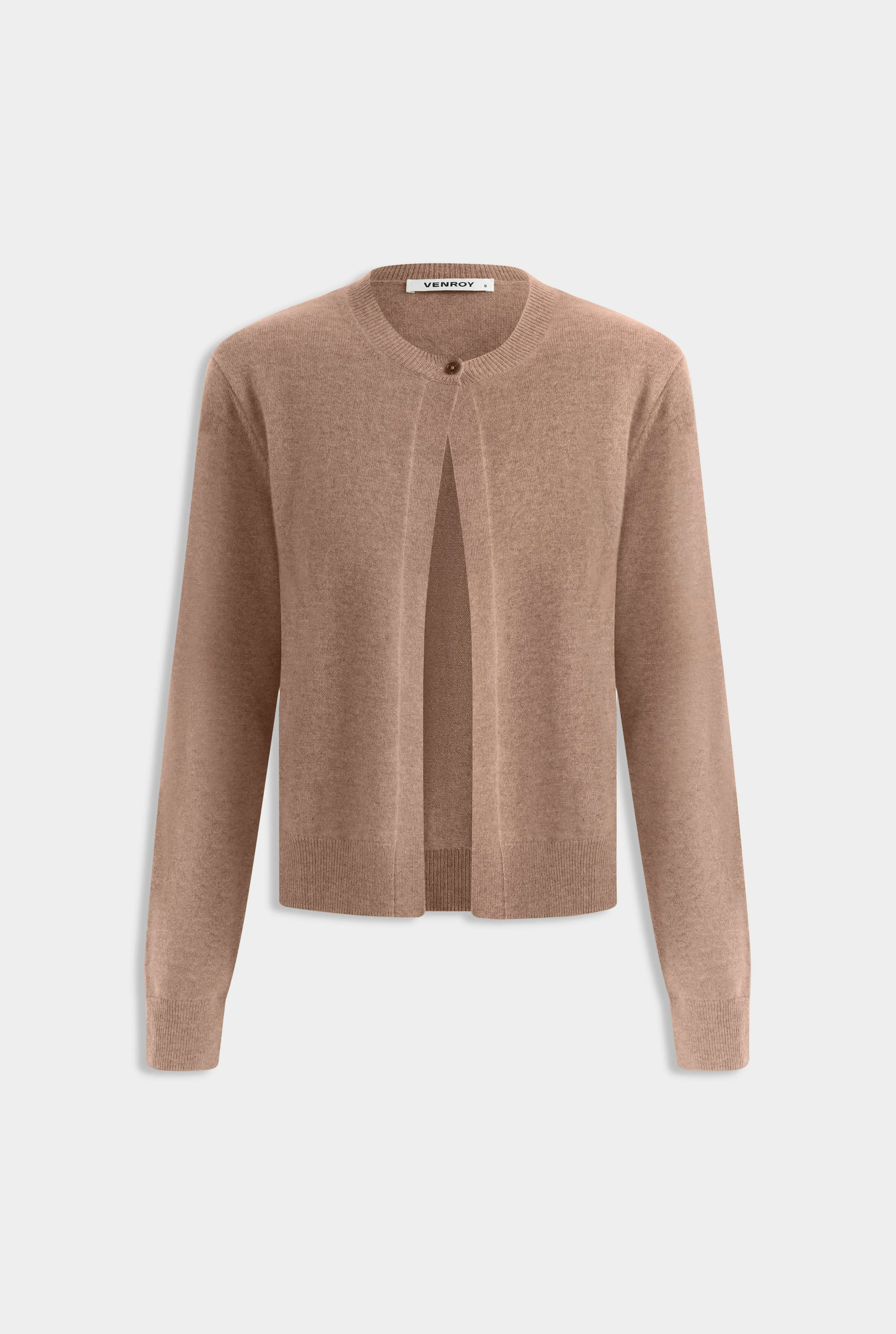 One Button Cashmere Cardigan - Stone Marl