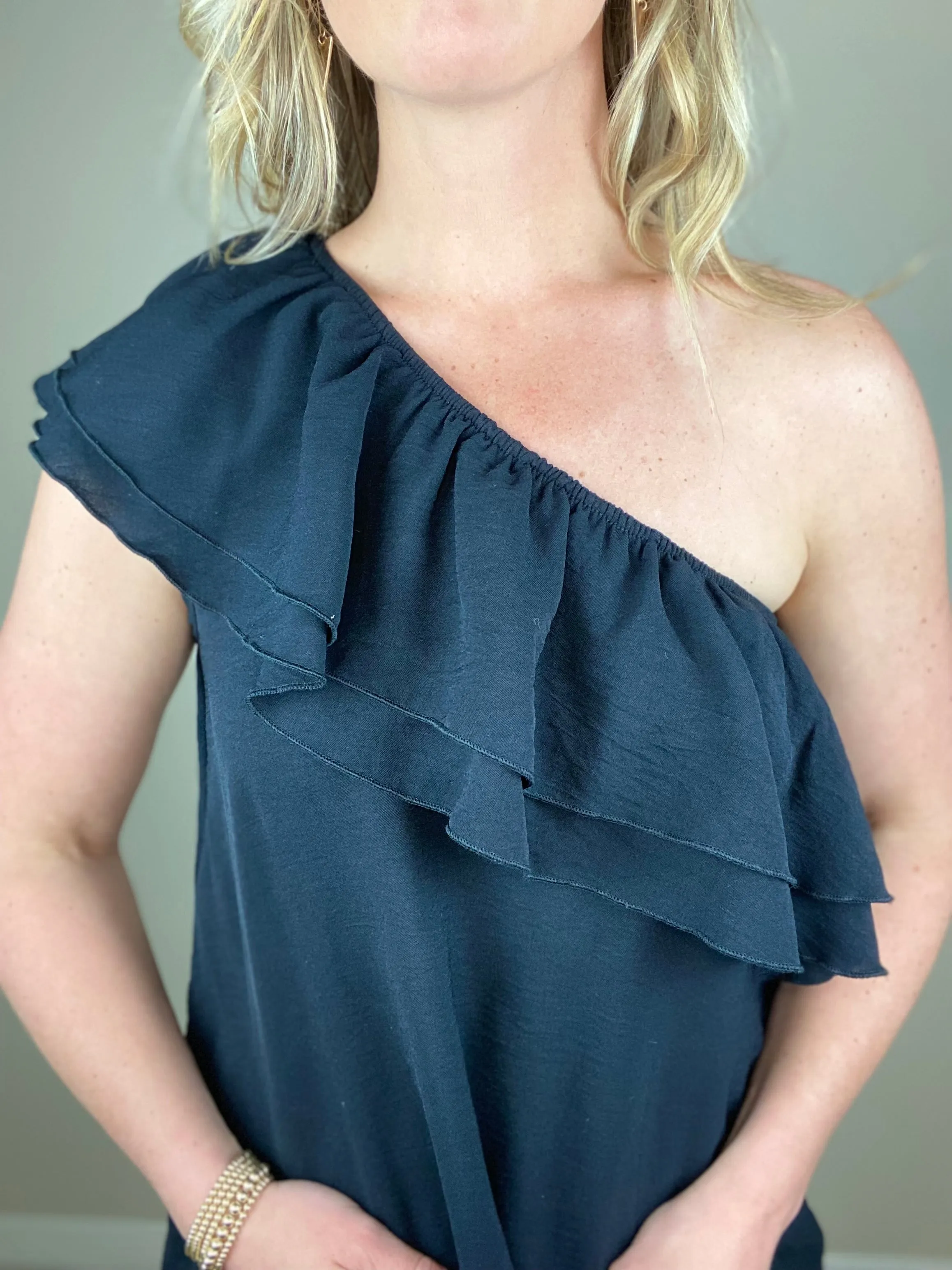 One Shoulder Ruffle Top