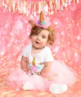 One Unicorn Birthday Romper with Tutu and Unicorn Headband  #1000931