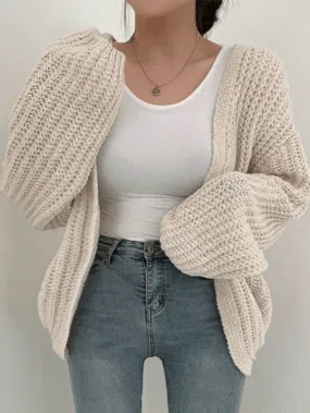 Open Front Long Sleeve Knit Cardigan