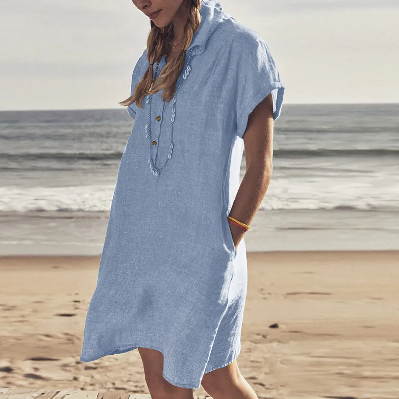 Plain shirt dress with pockets - perfect for summer