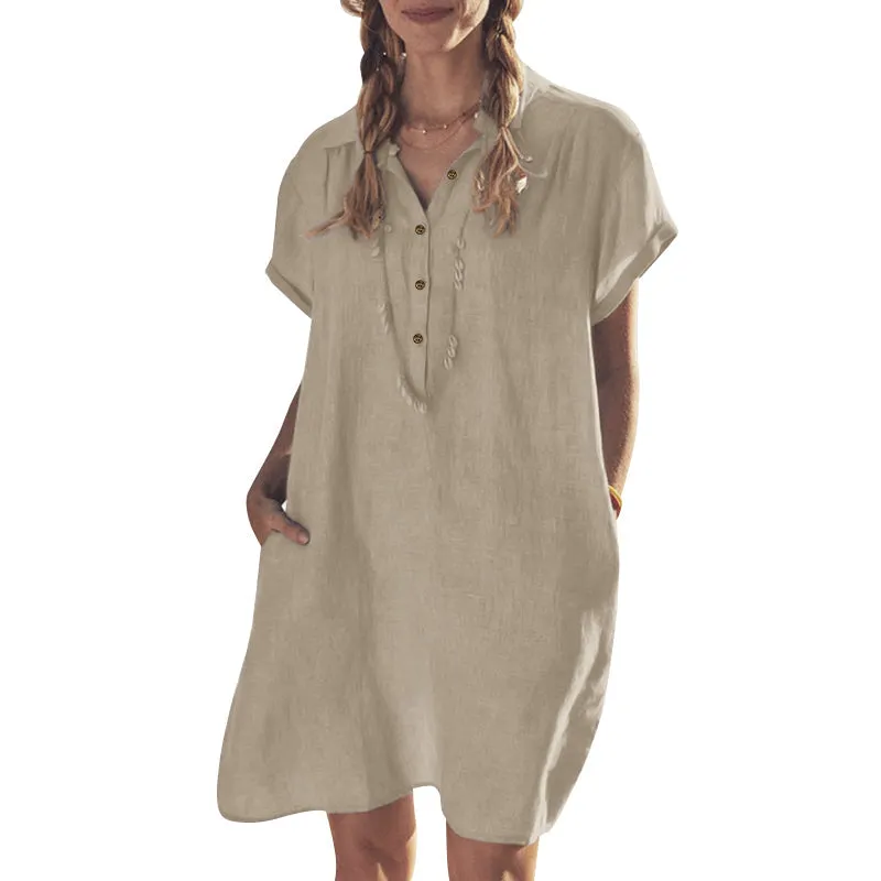 Plain shirt dress with pockets - perfect for summer